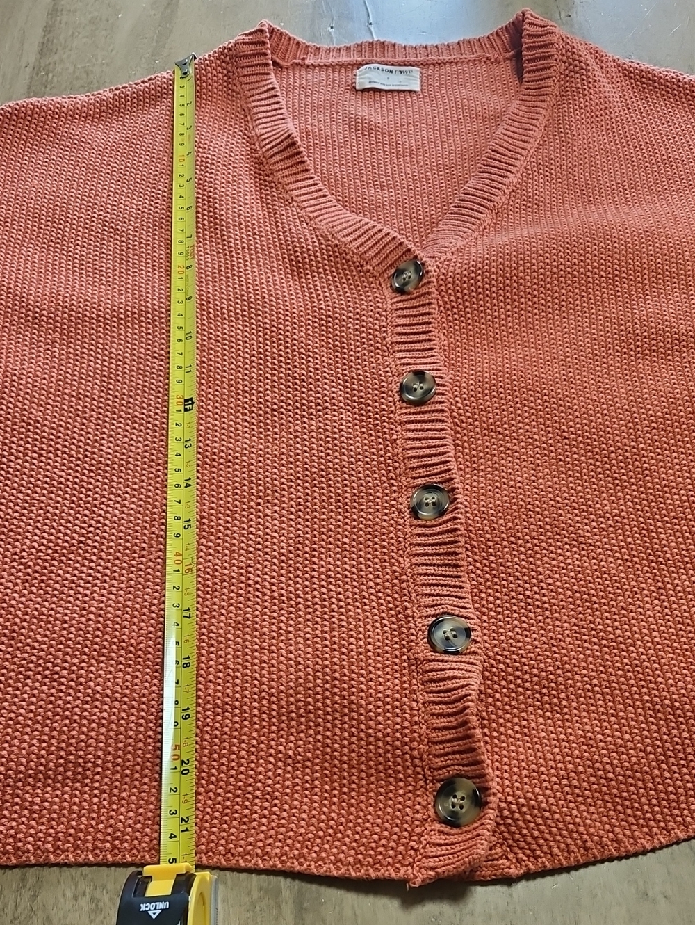 Jackson Rowe Orange Knit Button-Front Cardigan Sweater Size Small - Picture 6 of 8